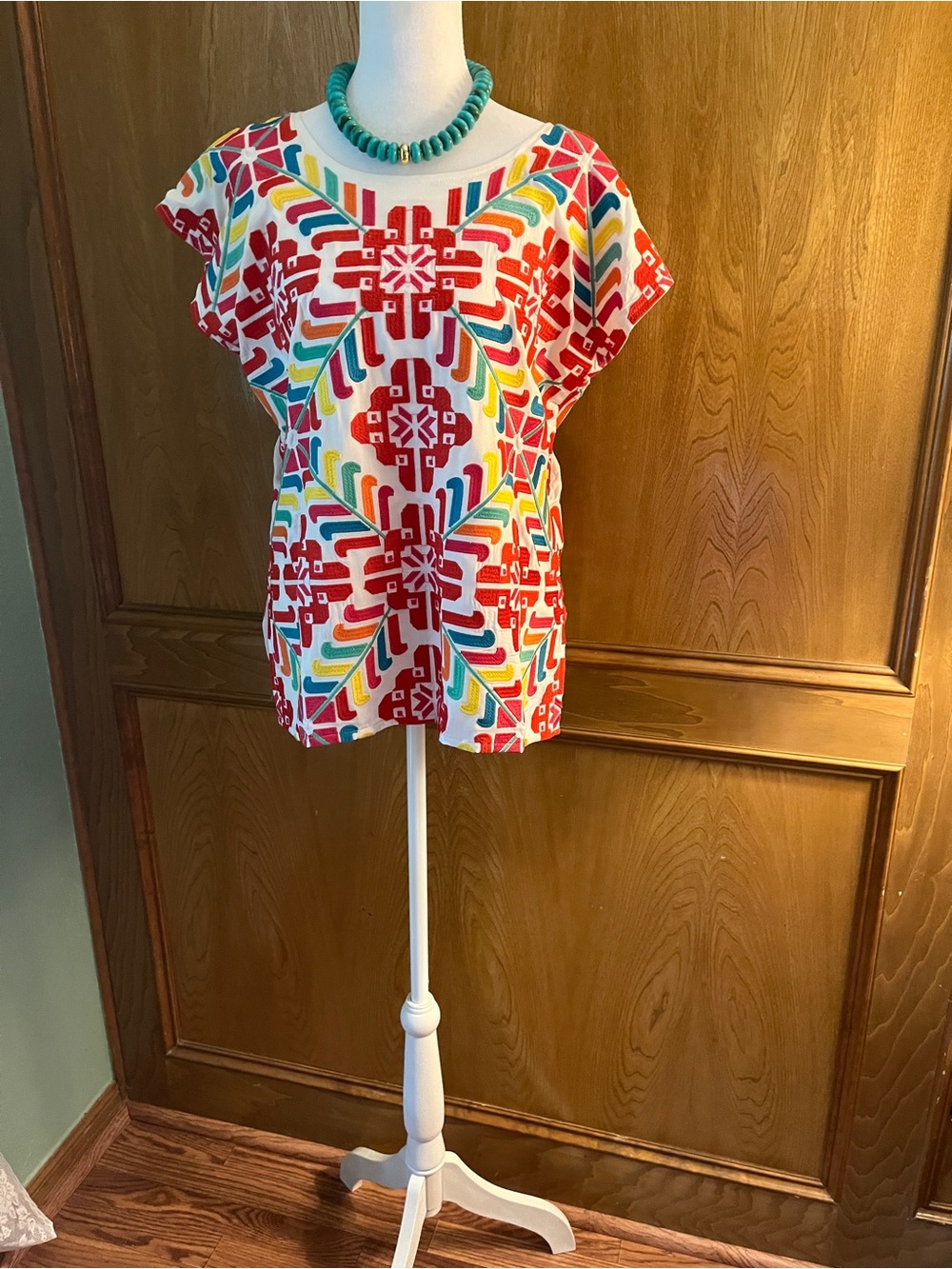 Sz M J Marie Mexican Embroidered Colorful Shirt - Picture 5 of 11